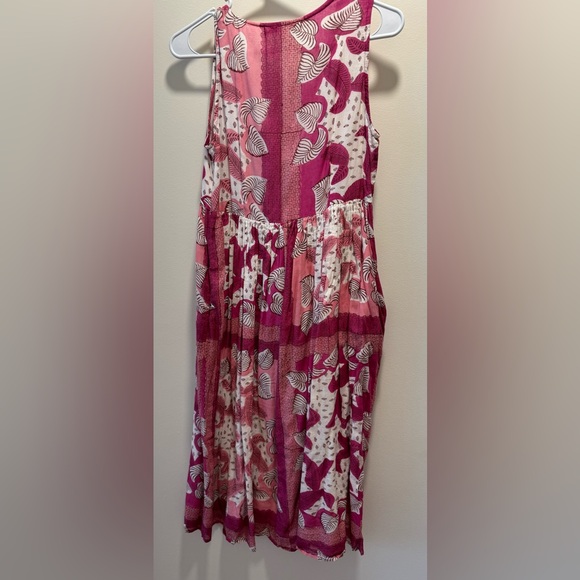 Banjanan Delphinium Palm White Pink Midi Dress - Picture 3 of 5